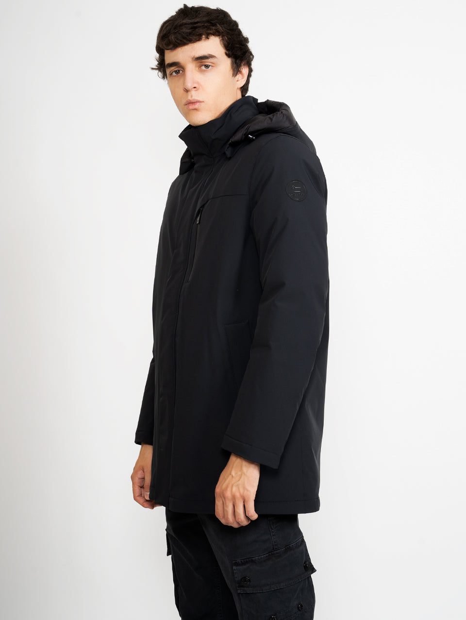 WOOLRICH Parka Mountain in Tessuto Stretch Nero Consegna Veloce