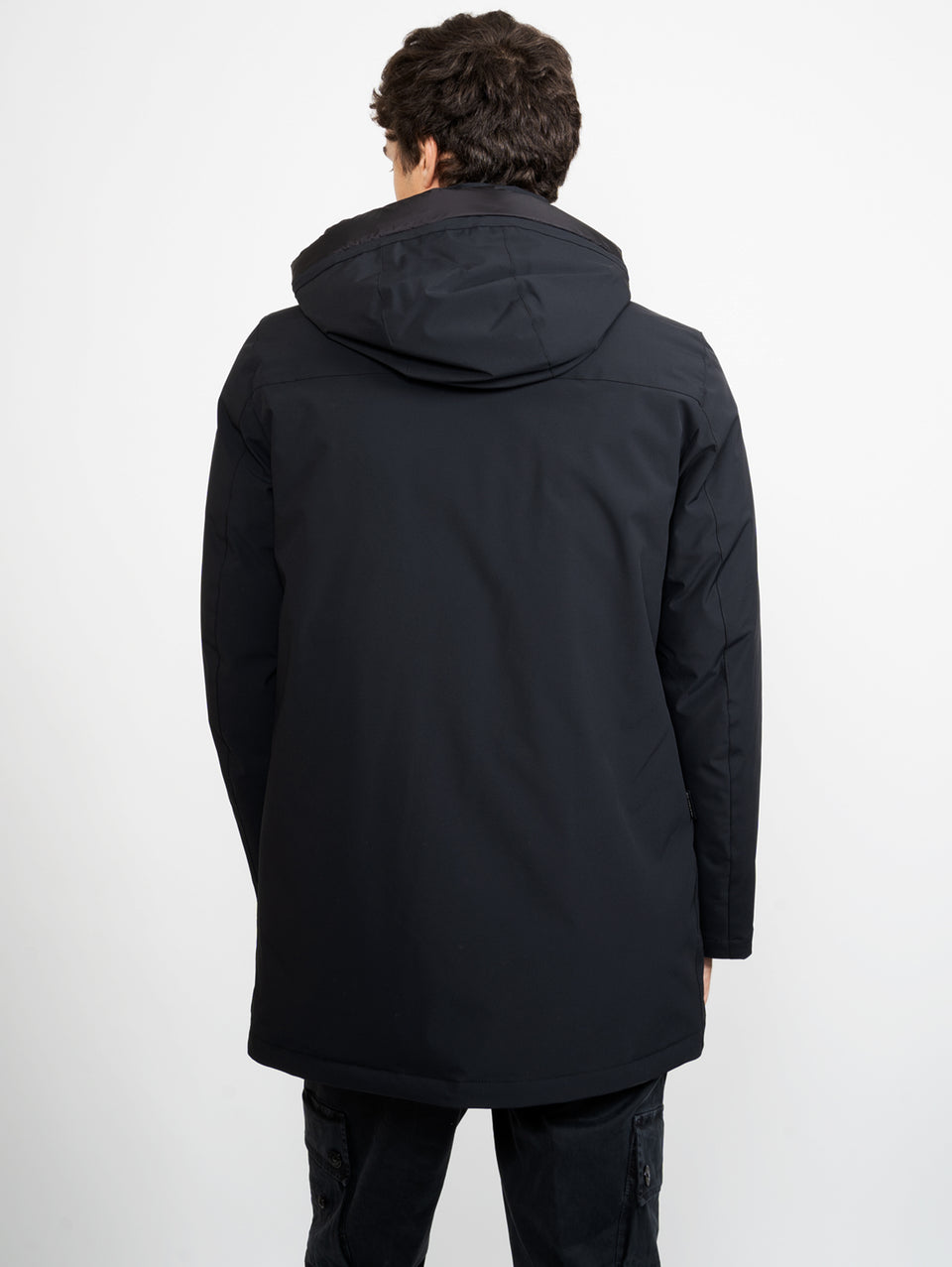 WOOLRICH Parka Mountain in Tessuto Stretch Nero Consegna Veloce