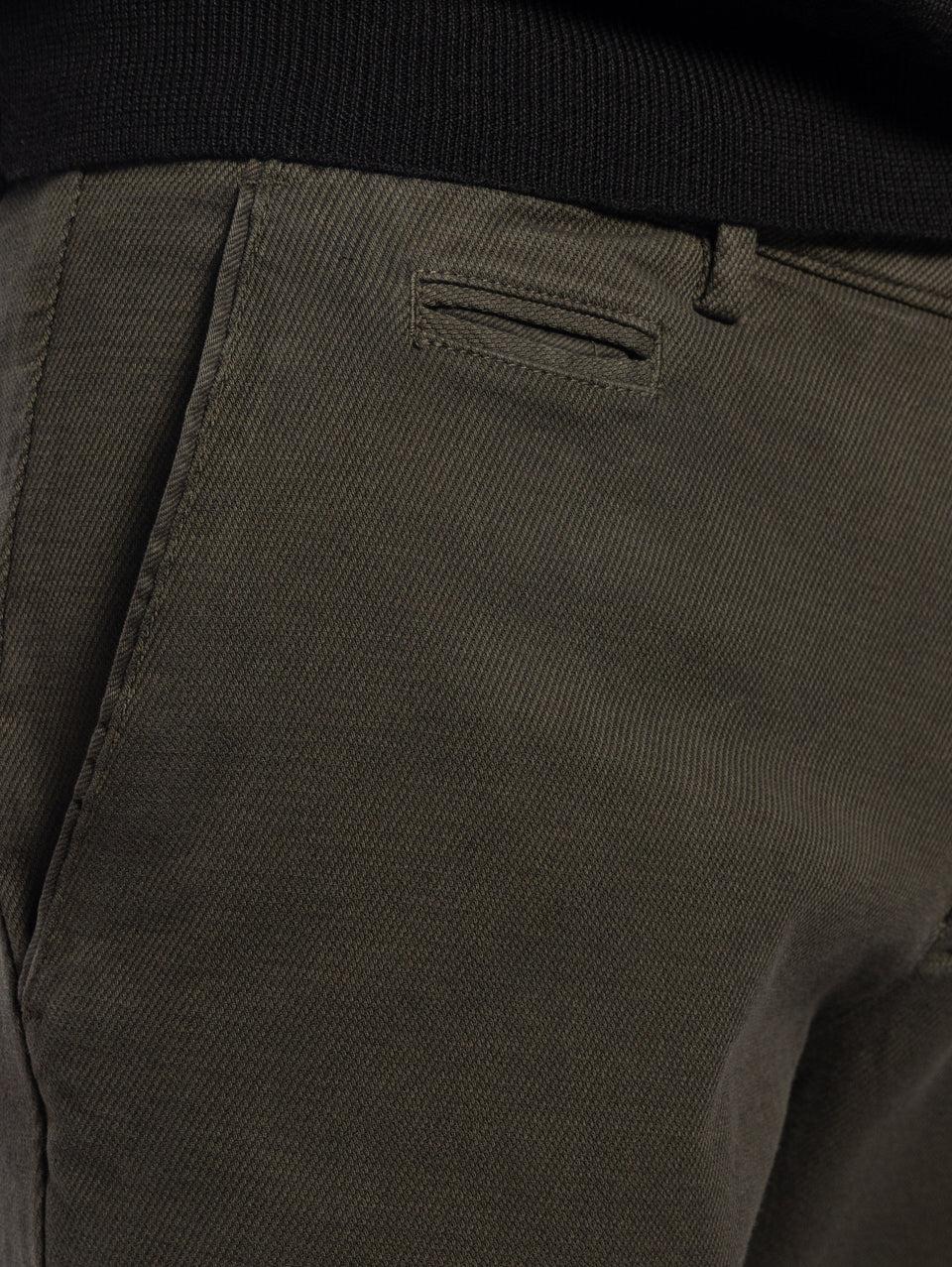 BRIGLIA 1949 Pantaloni Slim in Cotone Armaturato Verde Sottocosto