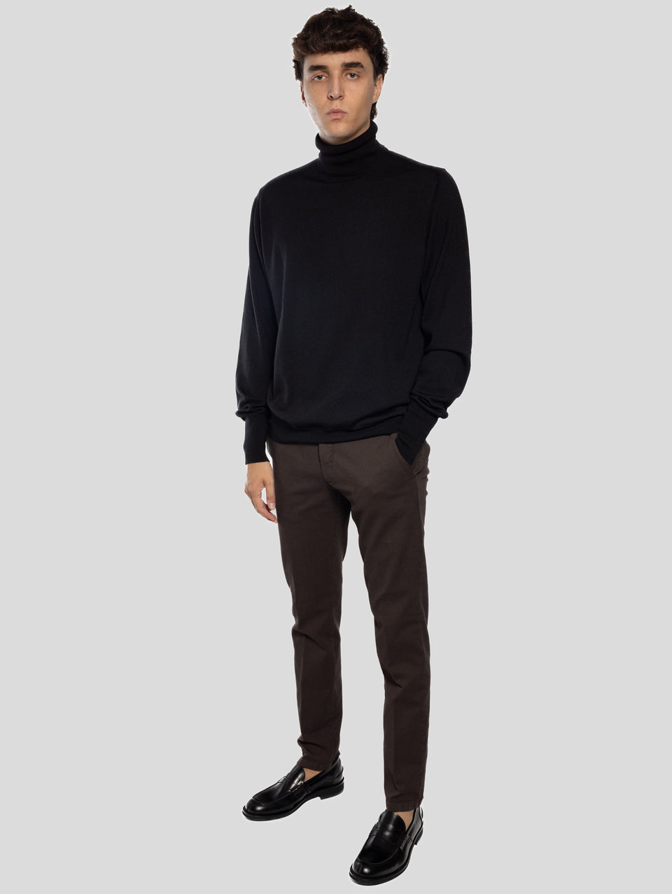 BRIGLIA 1949 Pantaloni Slim in Cotone Armaturato Marrone Convenienza