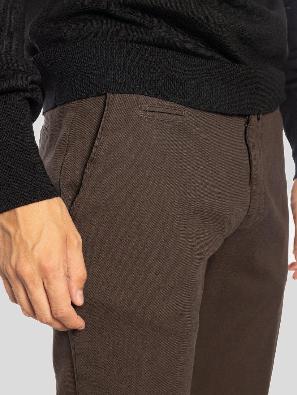 BRIGLIA 1949 Pantaloni Slim in Cotone Armaturato Marrone Convenienza