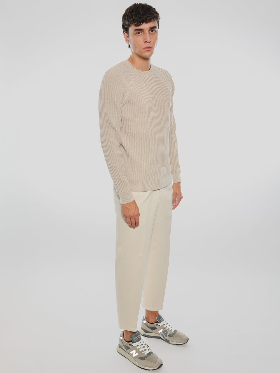 BRIGLIA 1949 Pantaloni in Bull Denim con Pinces Beige Novità