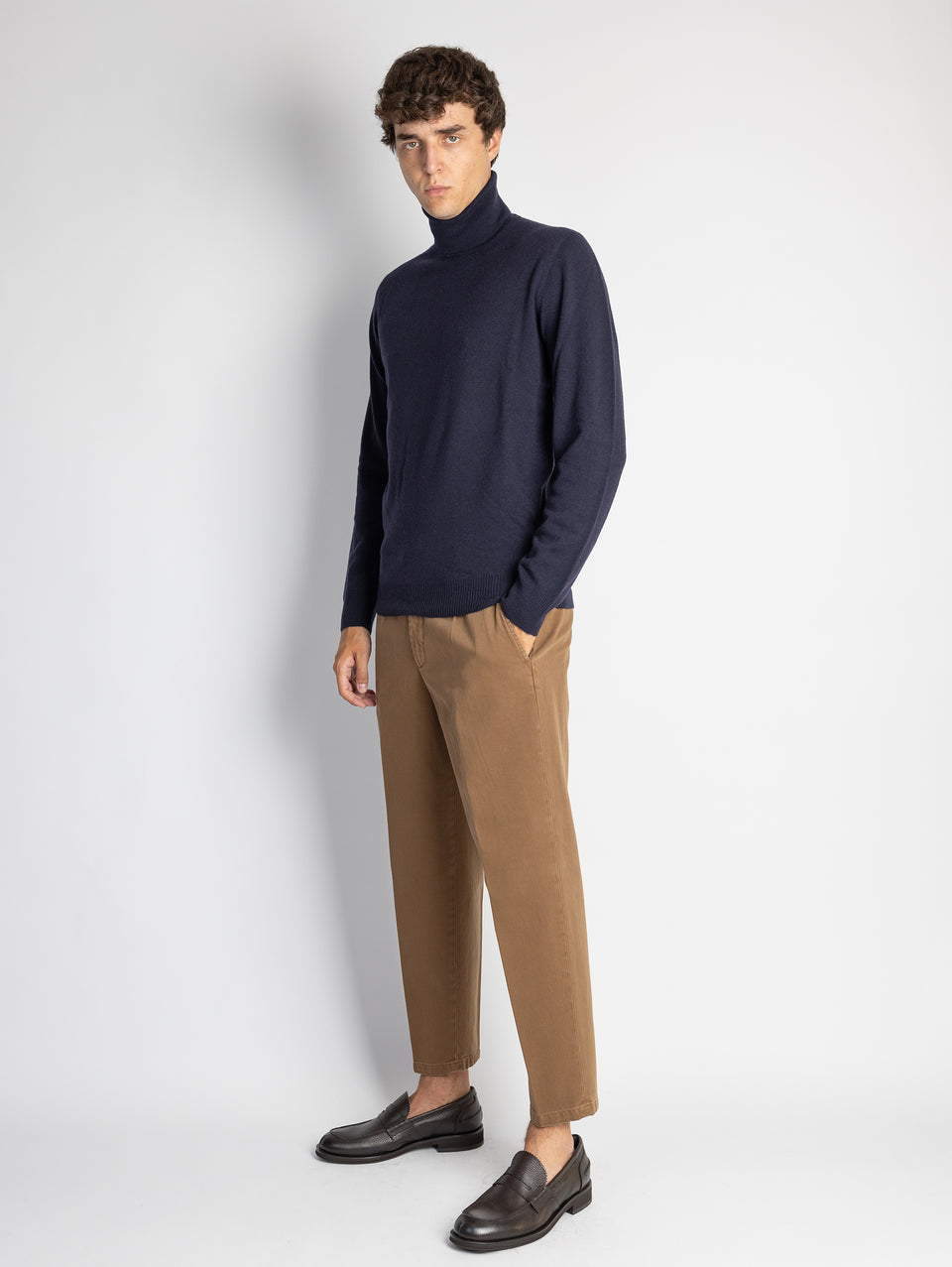 BRIGLIA 1949 Pantaloni in Bull Denim con Pinces Tabacco In Vendita