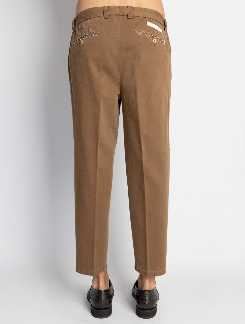 BRIGLIA 1949 Pantaloni in Bull Denim con Pinces Tabacco In Vendita