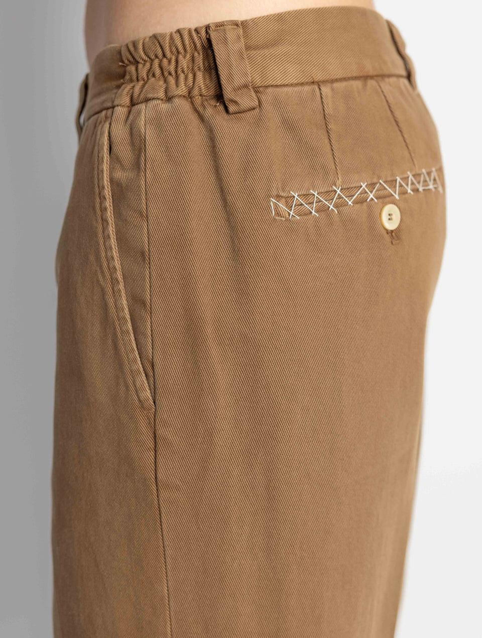 BRIGLIA 1949 Pantaloni in Bull Denim con Pinces Tabacco In Vendita