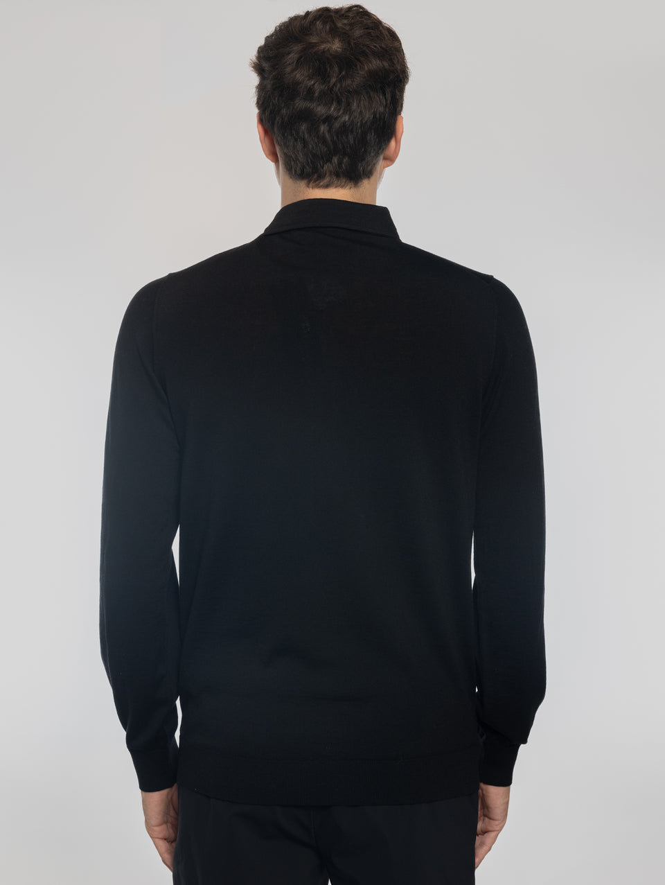 ALPHA STUDIO Polo in Lana con Collo Costruito Nero Vendita Calda
