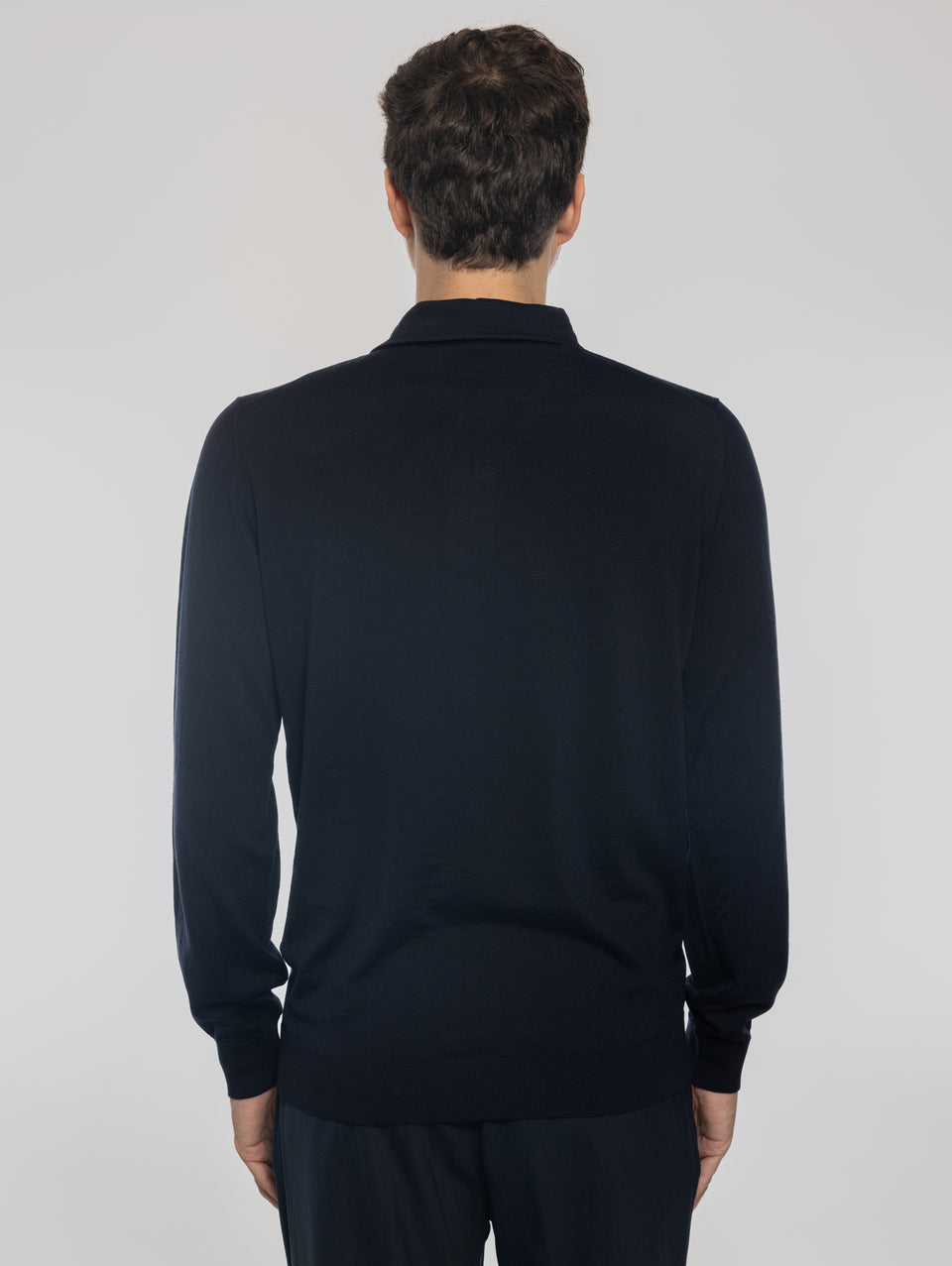 ALPHA STUDIO Polo in Lana con Collo Costruito Blu Notte Vendita Economica