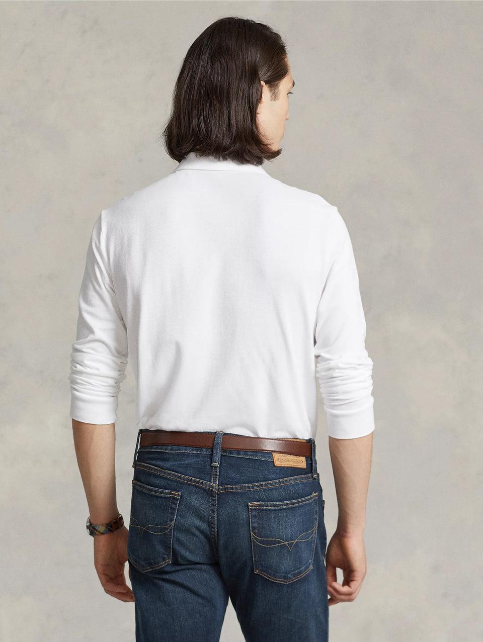 RALPH LAUREN Polo Slim Fit Manica Lunga Bianco Vendite Flash
