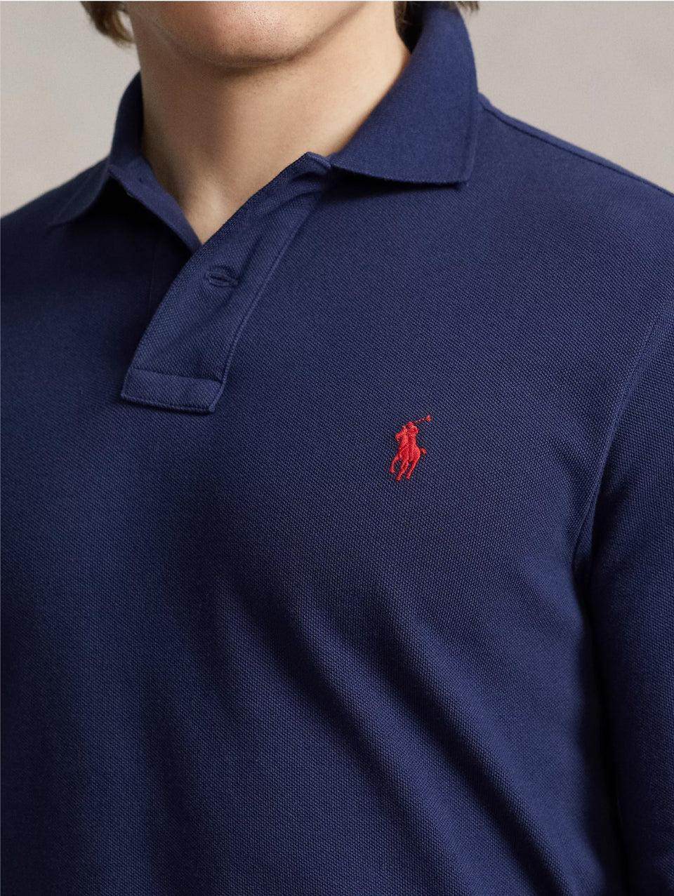 RALPH LAUREN Polo Slim Fit Manica Lunga Blu Negozio
