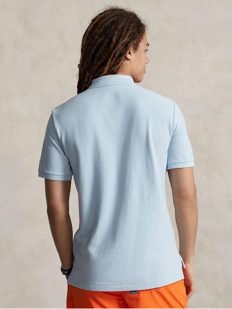 RALPH LAUREN Polo in Mesh Slim Fit Blu Cielo In Saldo