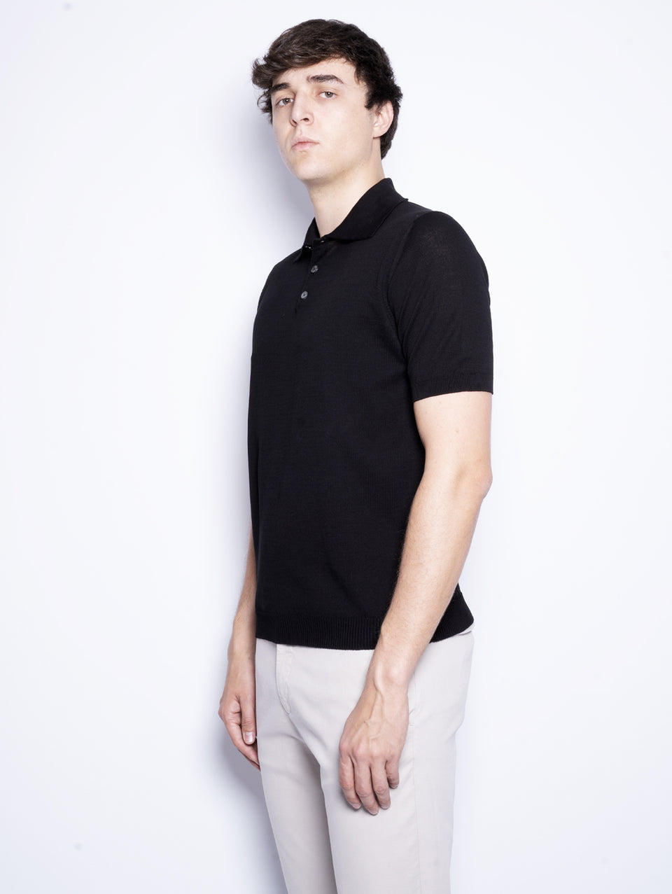 ALPHA STUDIO Polo con Tre Bottoni Nero 2025