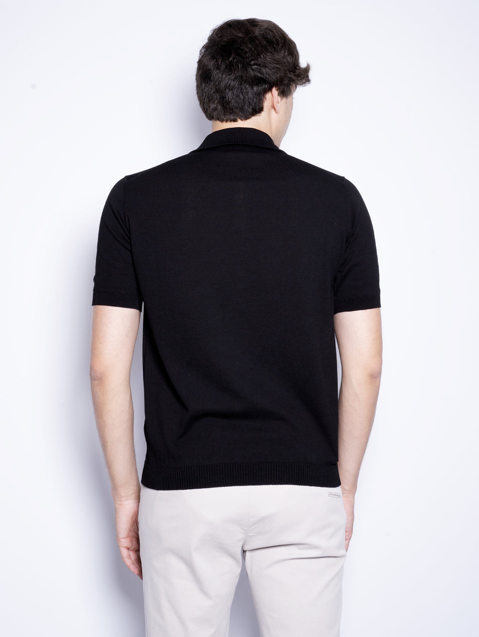 ALPHA STUDIO Polo con Tre Bottoni Nero 2025
