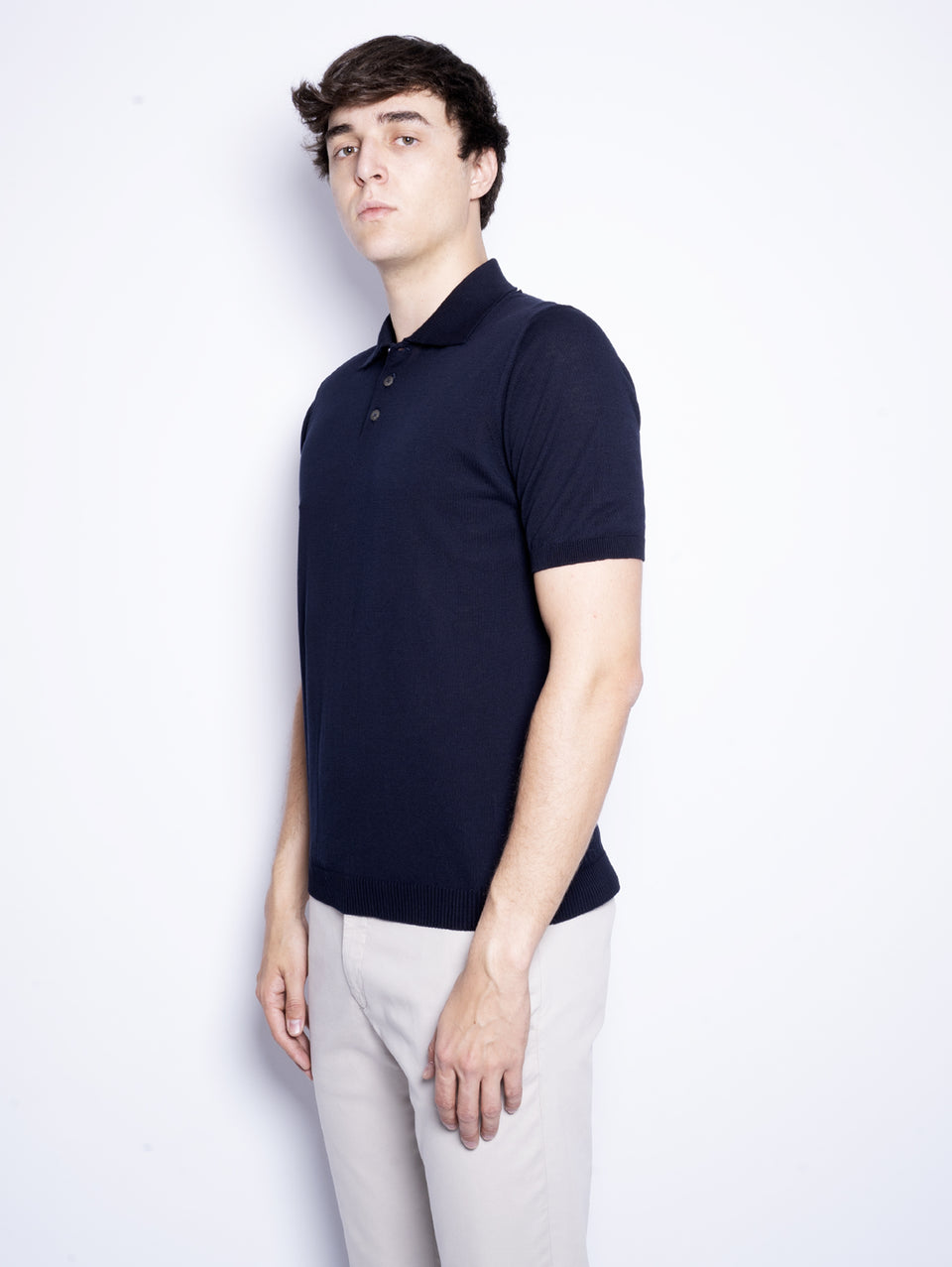 ALPHA STUDIO Polo con Tre Bottoni Blu Notte In Linea