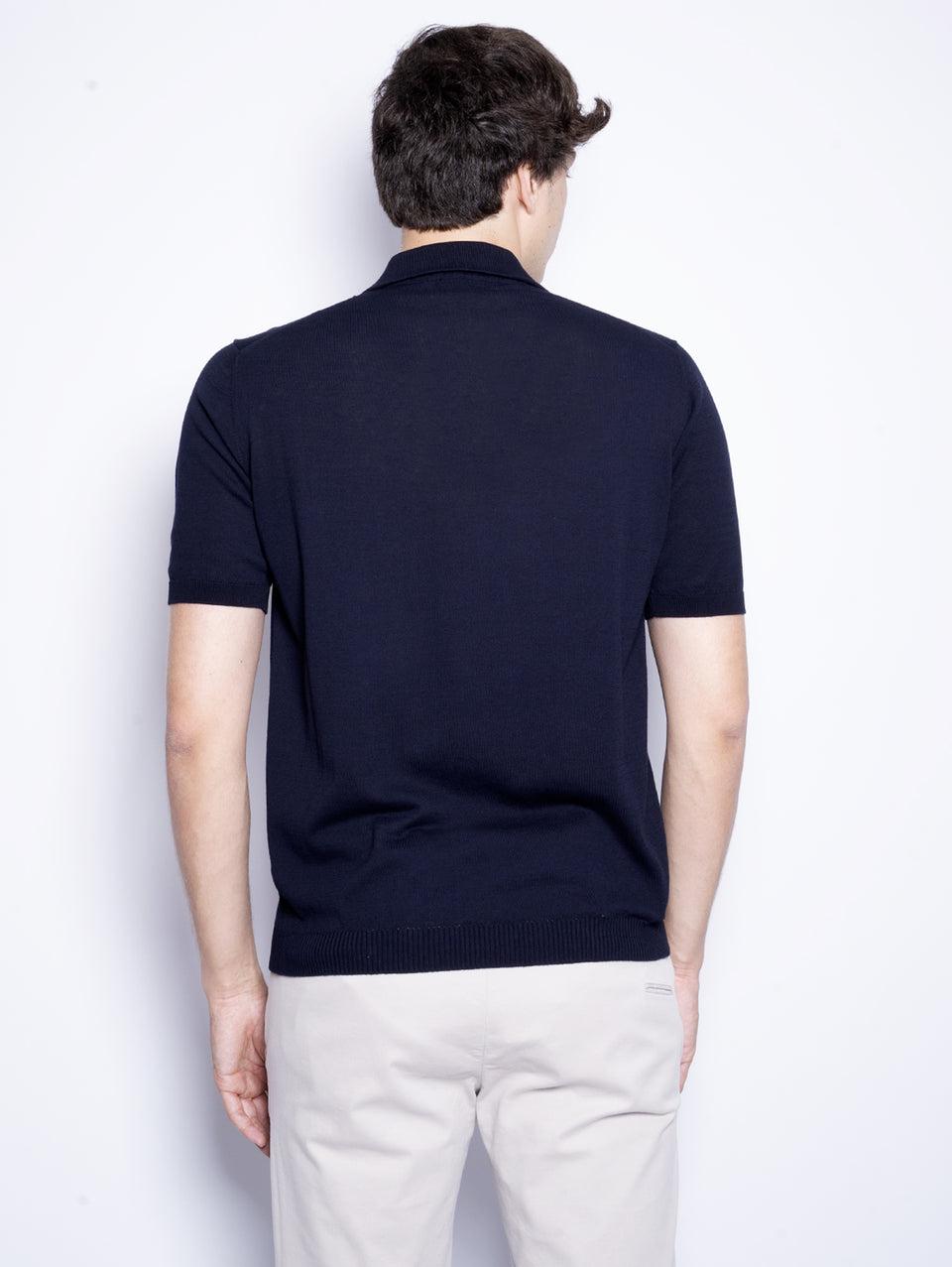 ALPHA STUDIO Polo con Tre Bottoni Blu Notte In Linea
