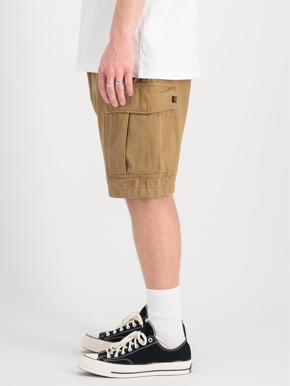 ALPHA INDUSTRIES Shorts Cargo con Pince in Twill di Cotone Khaki Negozi Online