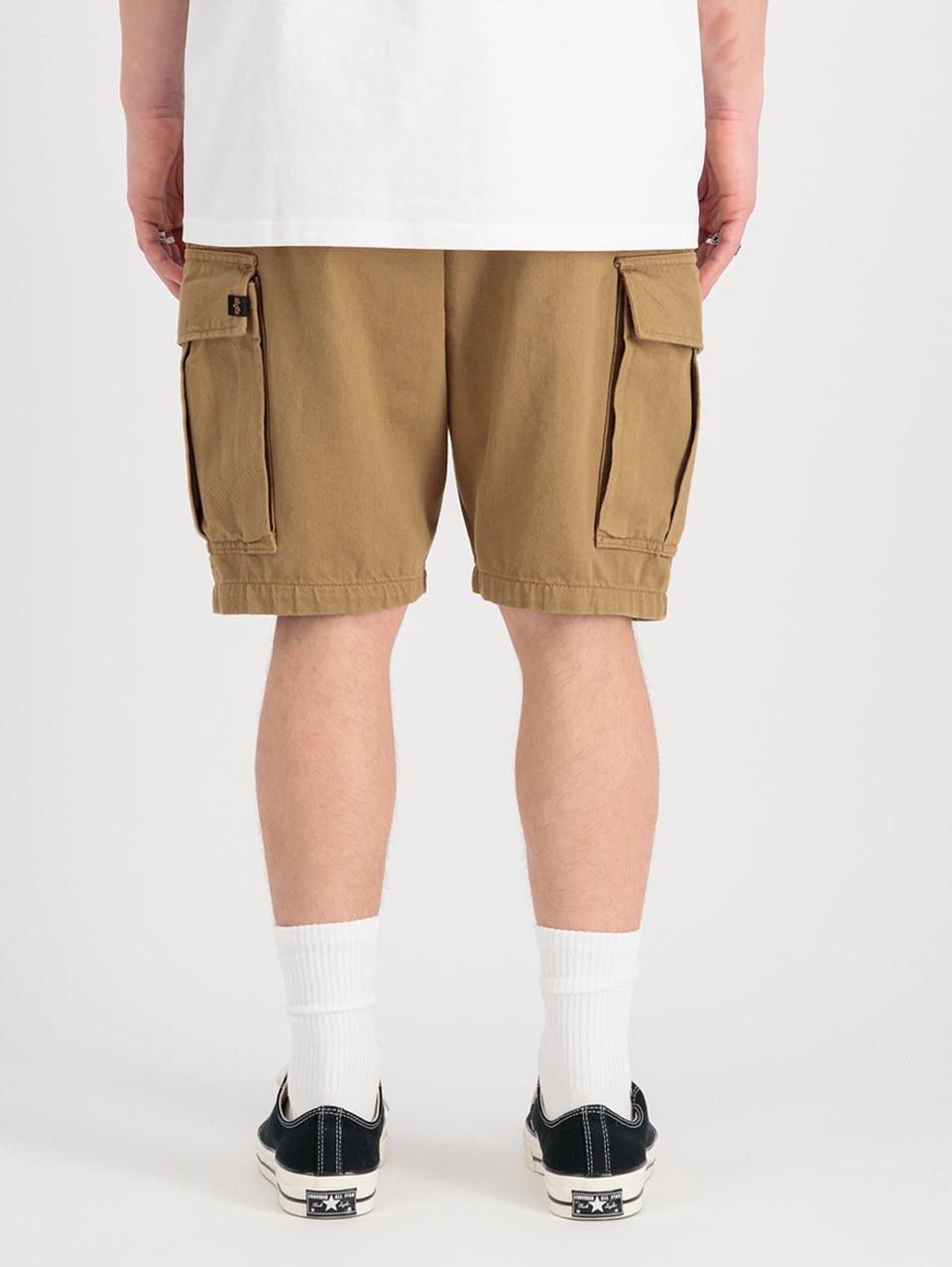 ALPHA INDUSTRIES Shorts Cargo con Pince in Twill di Cotone Khaki Negozi Online