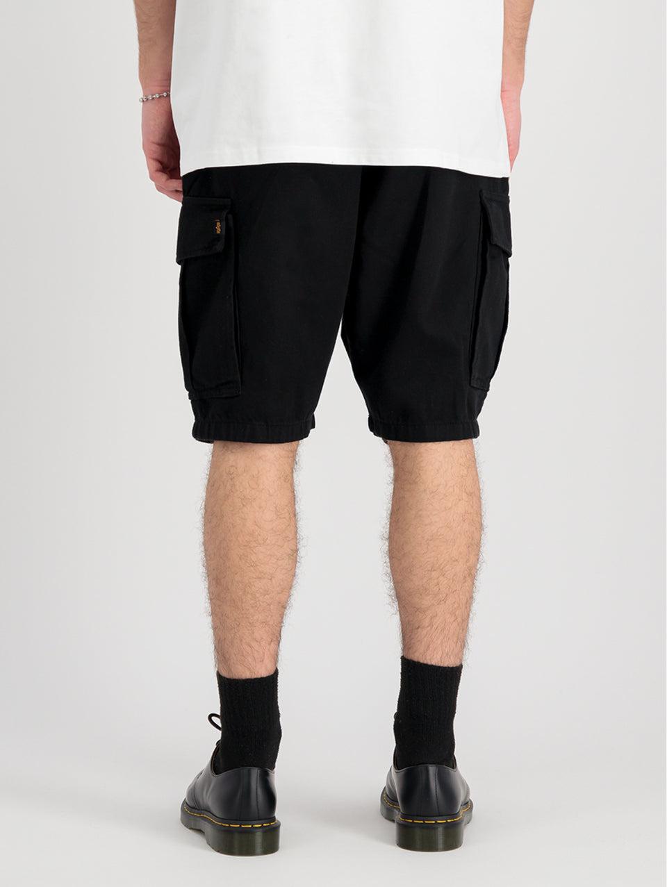 ALPHA INDUSTRIES Shorts Cargo con Pince in Twill di Cotone Nero Acquista Ora