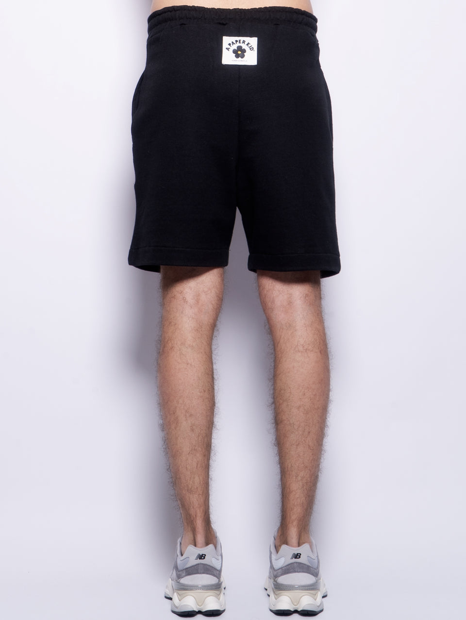 A PAPER KID Shorts in Felpa con Pince Nero Prezzo Ridotto