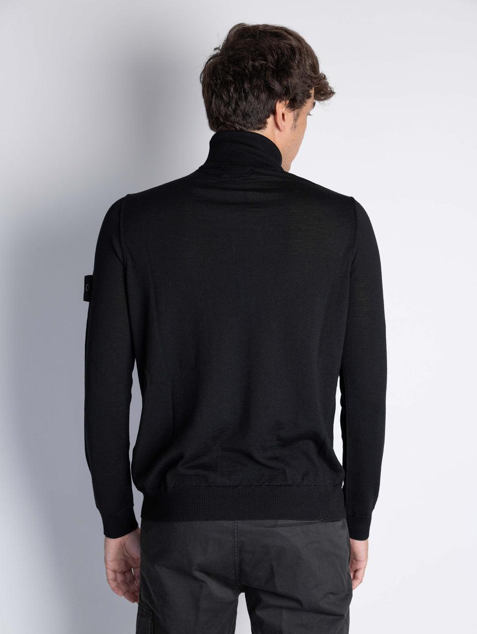 STONE ISLAND Maglia Collo Alto Ghost in Lana Nero Saldi Di Fabbrica