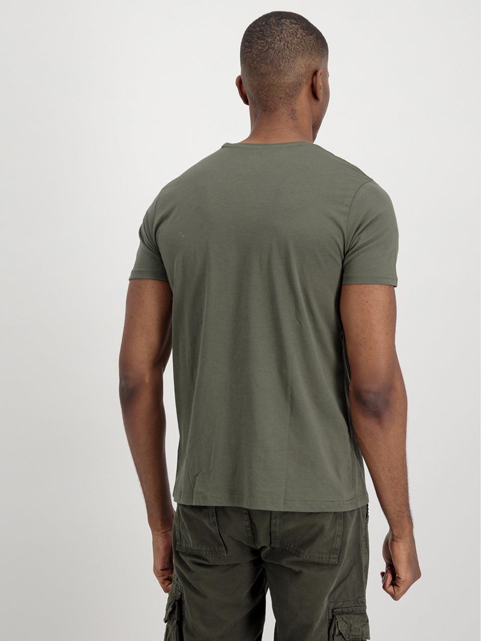 ALPHA INDUSTRIES T-shirt con Logo sul Petto Verde Nuova