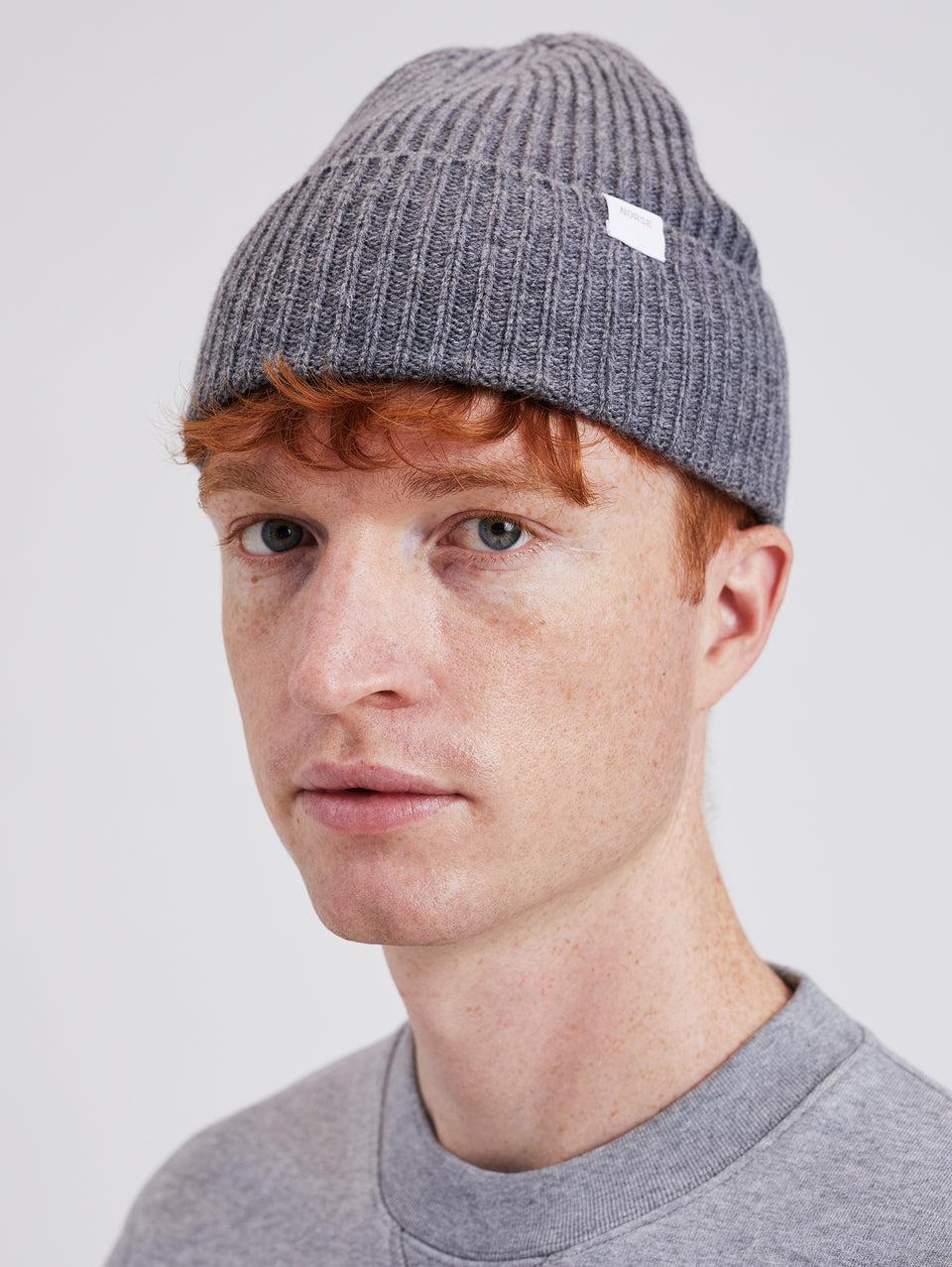 NORSE PROJECTS Berretto in Lana a Coste Grigio Vendita Economica