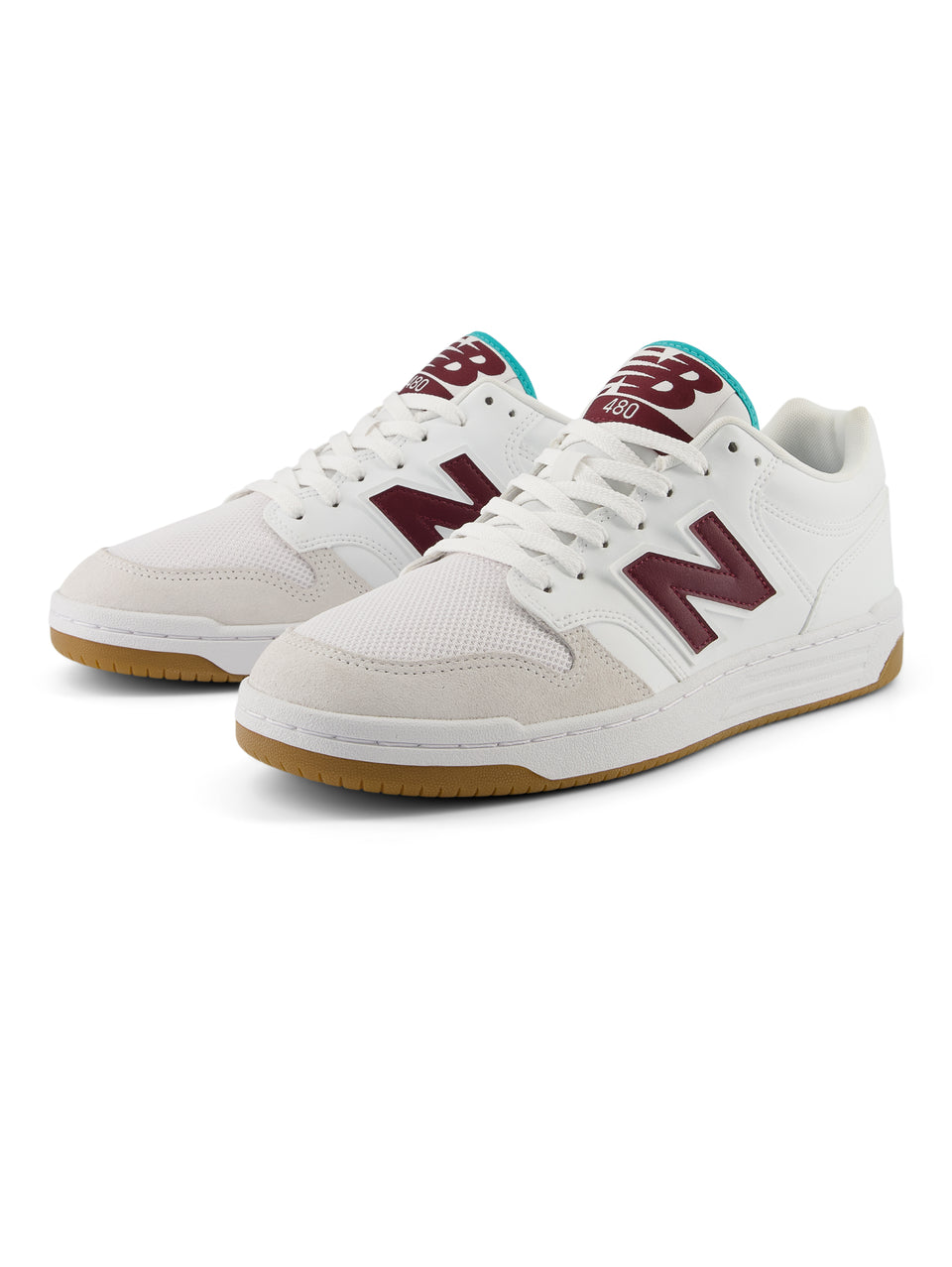 NEW BALANCE Sneakers Basse da Basket 480 Bianco/Bordeaux In Vendita