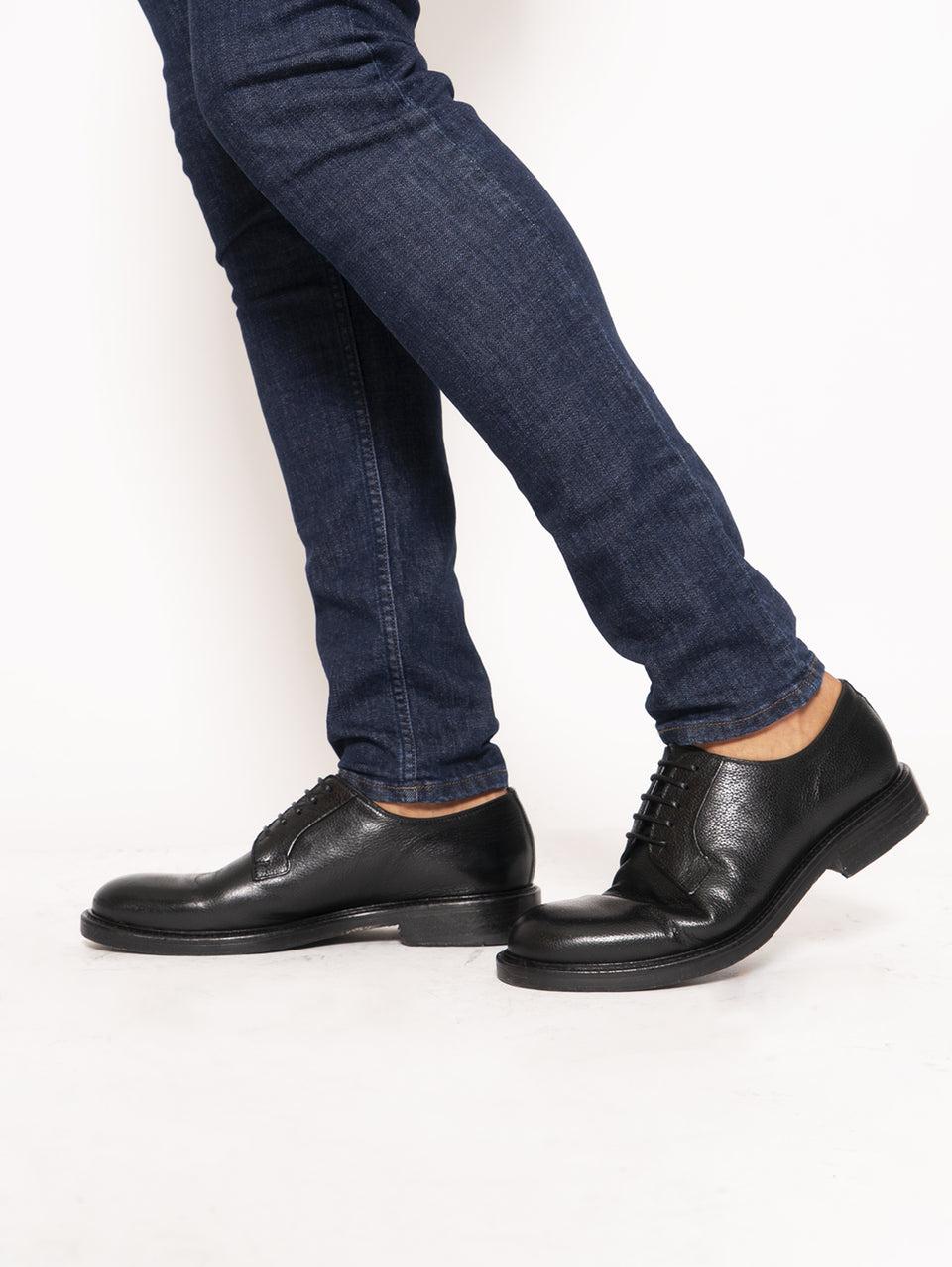 SEBOY'S Derby Classica in Pelle Martellata Nero In Saldo
