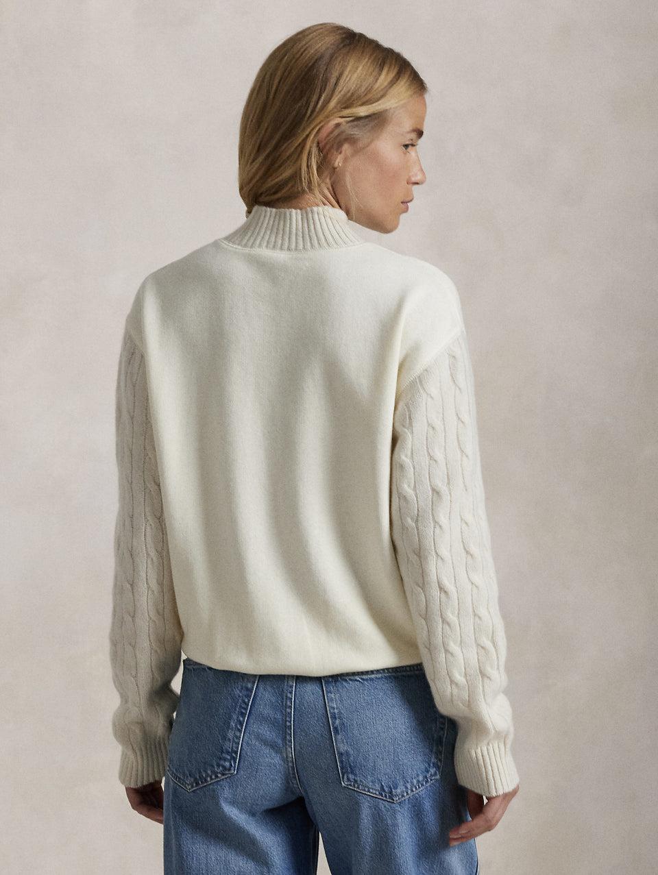 RALPH LAUREN Felpa con Collo Alto Crema Spedizione Gratuita
