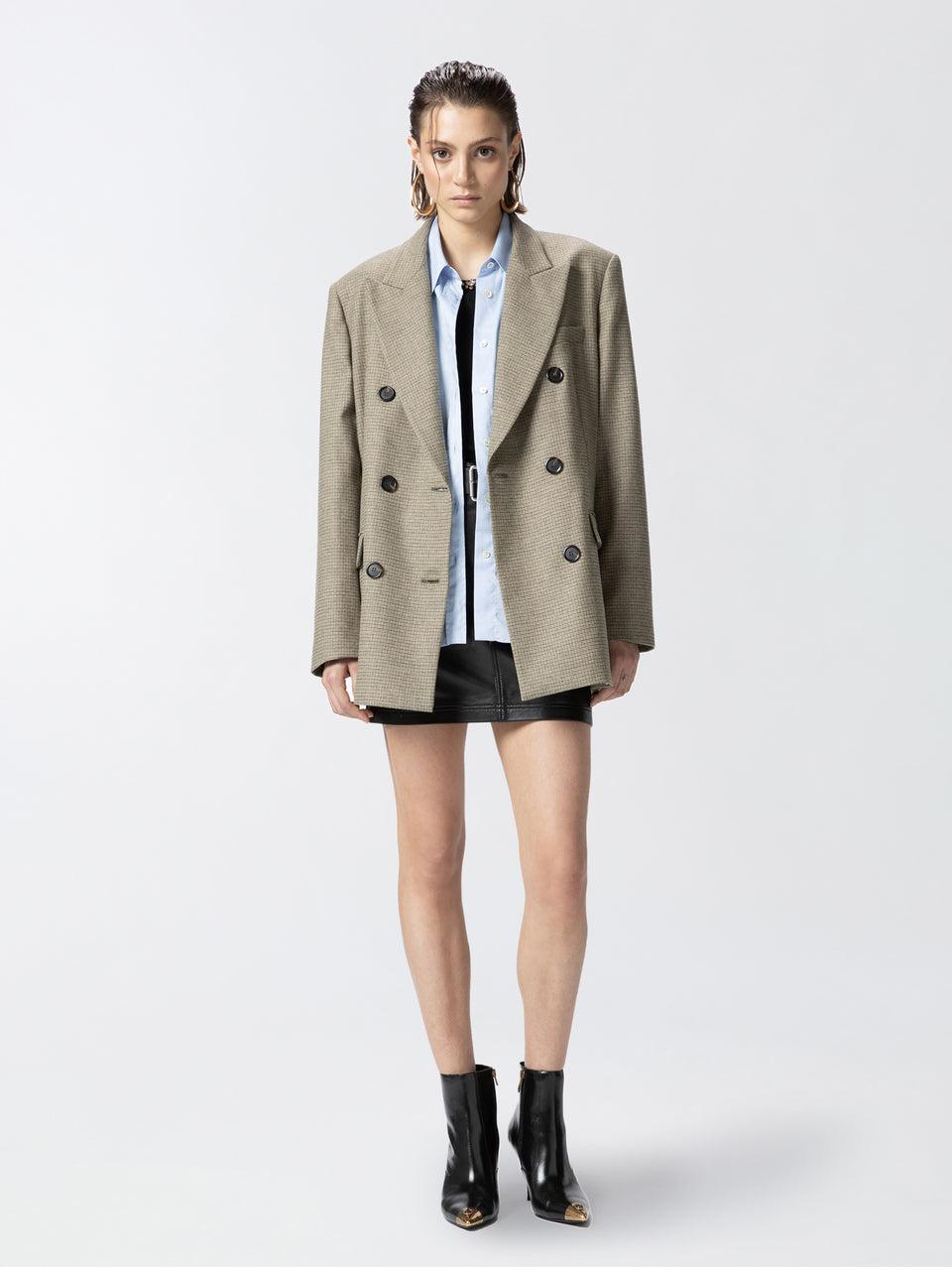 PINKO Blazer Oversize a Micro Quadretti Verde Pezzi Unici
