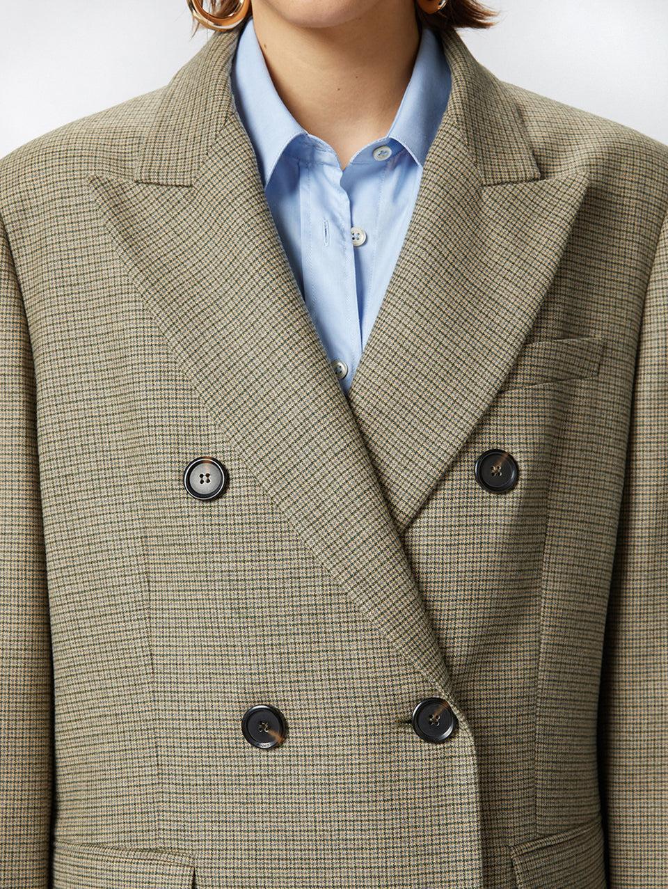 PINKO Blazer Oversize a Micro Quadretti Verde Pezzi Unici