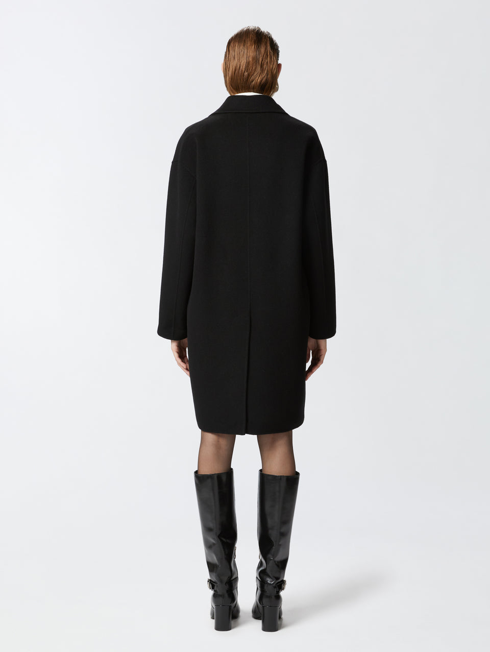 PINKO Cappotto Monopetto in Double di Lana Nero Soddisfazione Garantita