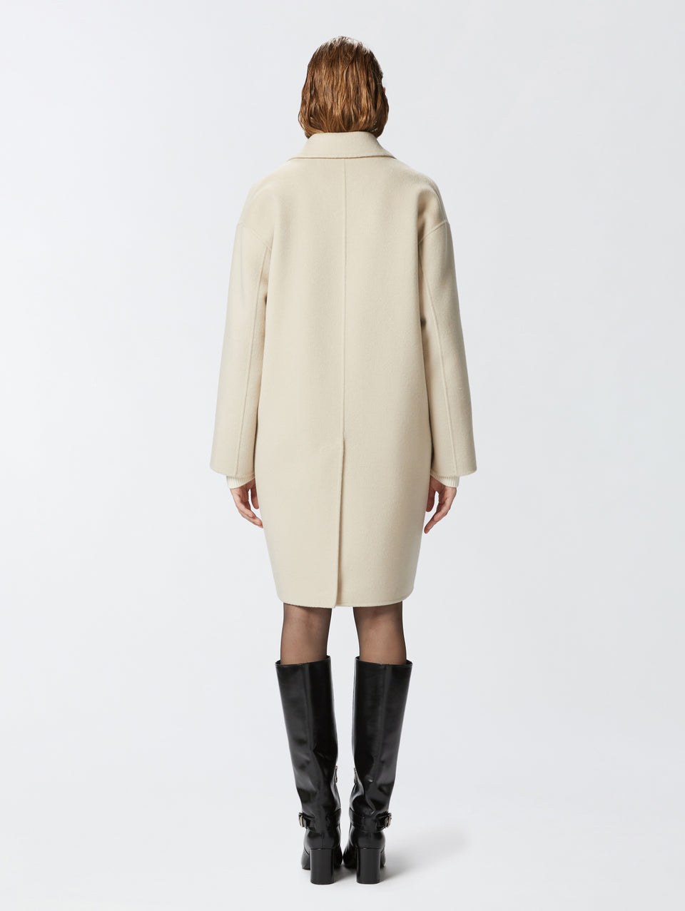 PINKO Cappotto Monopetto in Double di Lana Beige Qualità Garantita