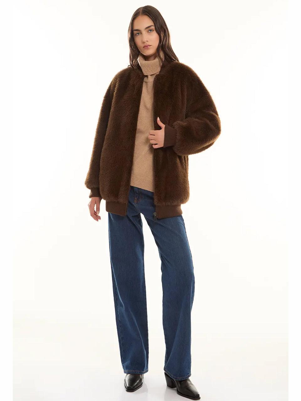 P.A.R.O.S.H. Bomber in Ecopelliccia Marrone Negozi Online