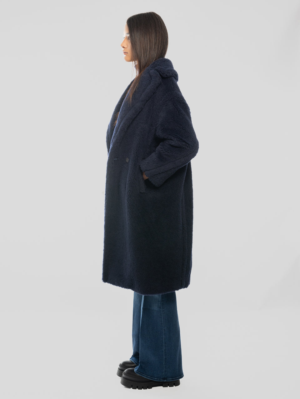MAX MARA Cappotto TedGirl in Alpaca e Lana Blu Promozione Limitata