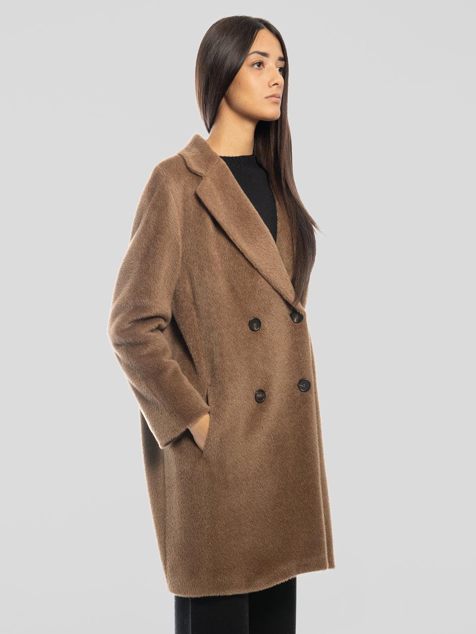 MAX MARA Cappotto Doppiopetto in Alpaca e Lana Roseto Cammello Affare Del Giorno