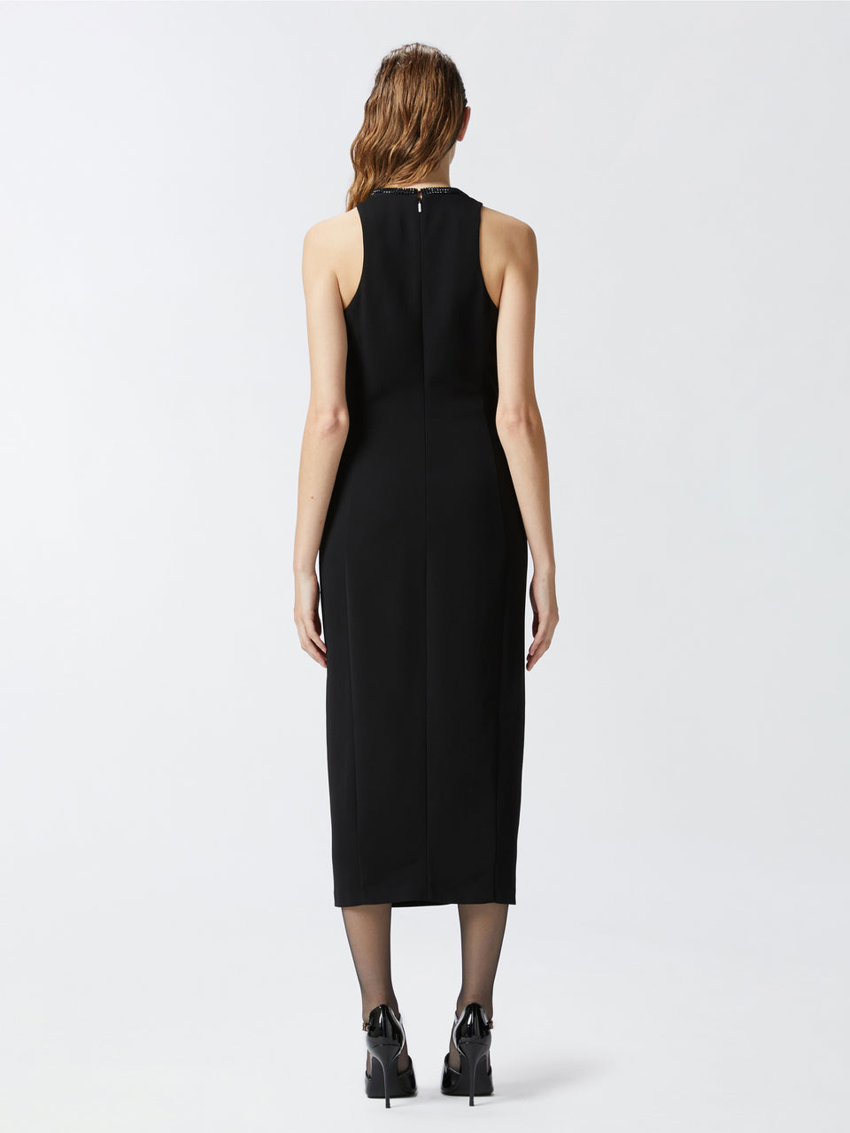 PINKO Abito a Tubino con Strass Nero Sconto