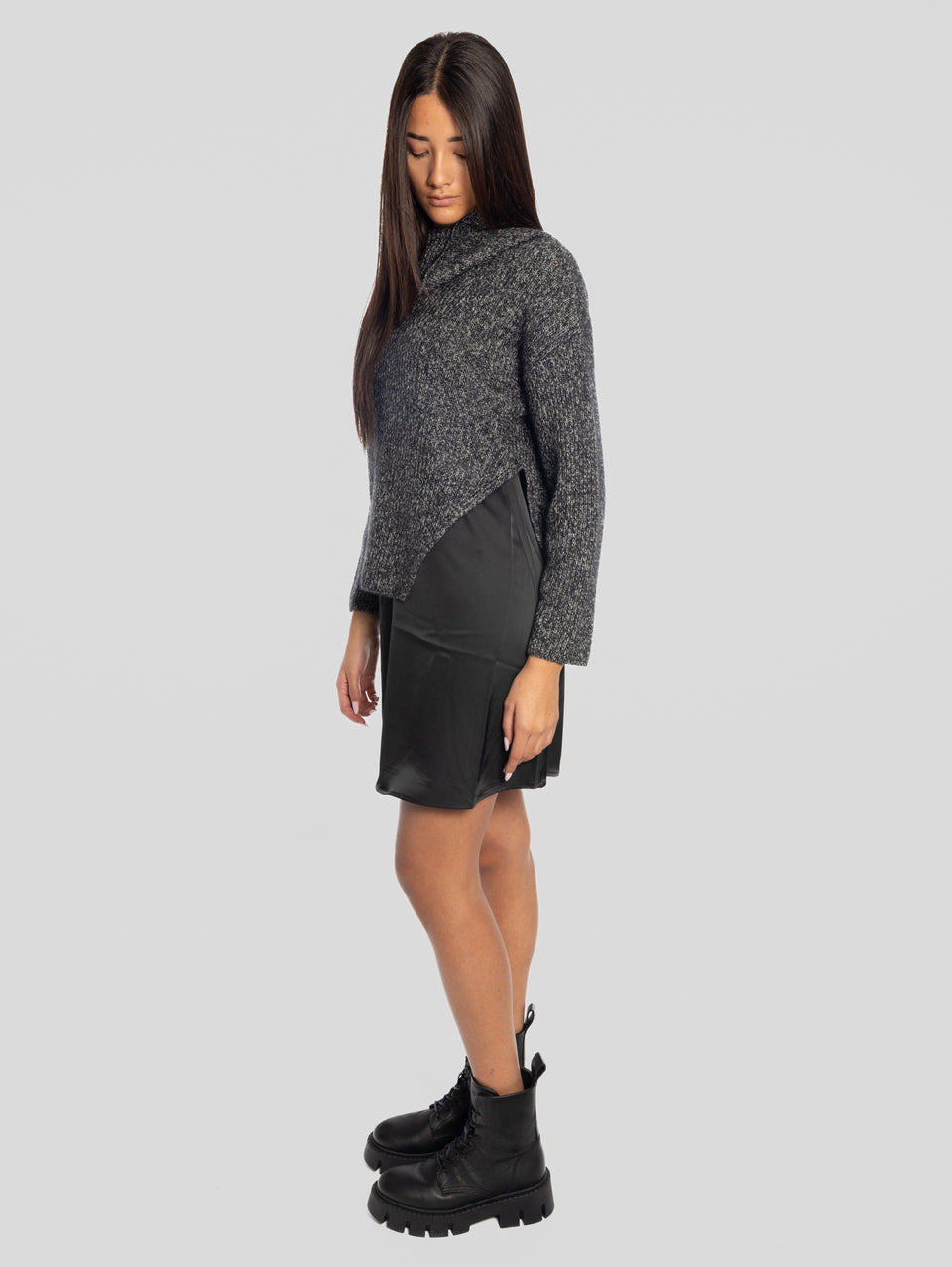 PINKO Abito Sottoveste con Maglia Removibile Nero/Grigio Offerta
