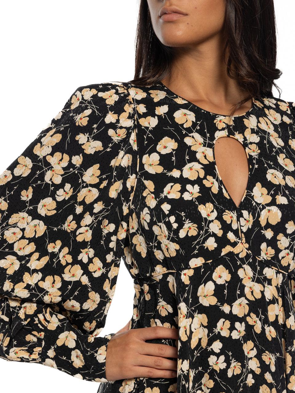 ESSENTIEL ANTWERP Abito Corto Floreale Nero Outlet