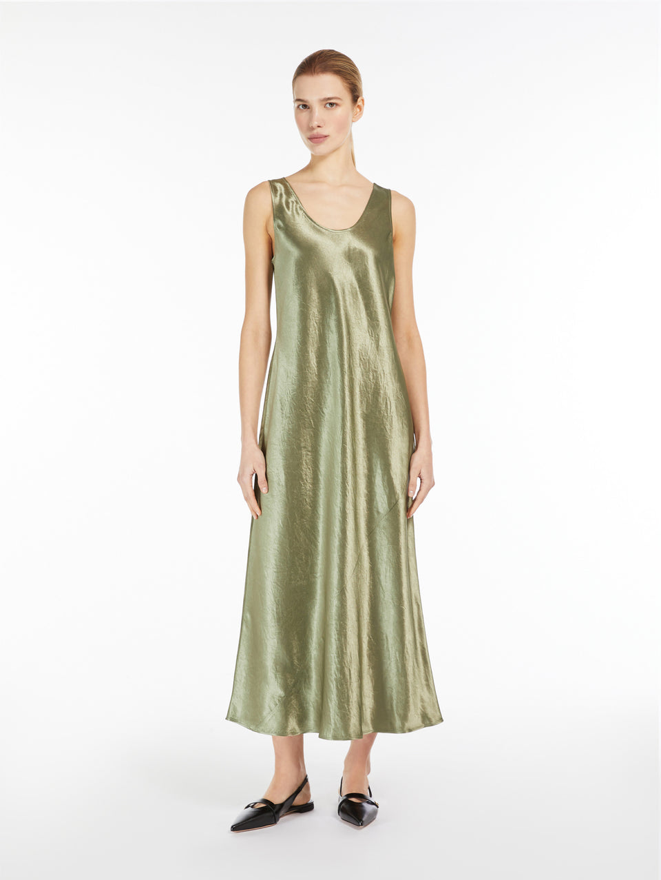 MAX MARA LEISURE Abito Lungo in Raso Lucido Tortora Hotsell