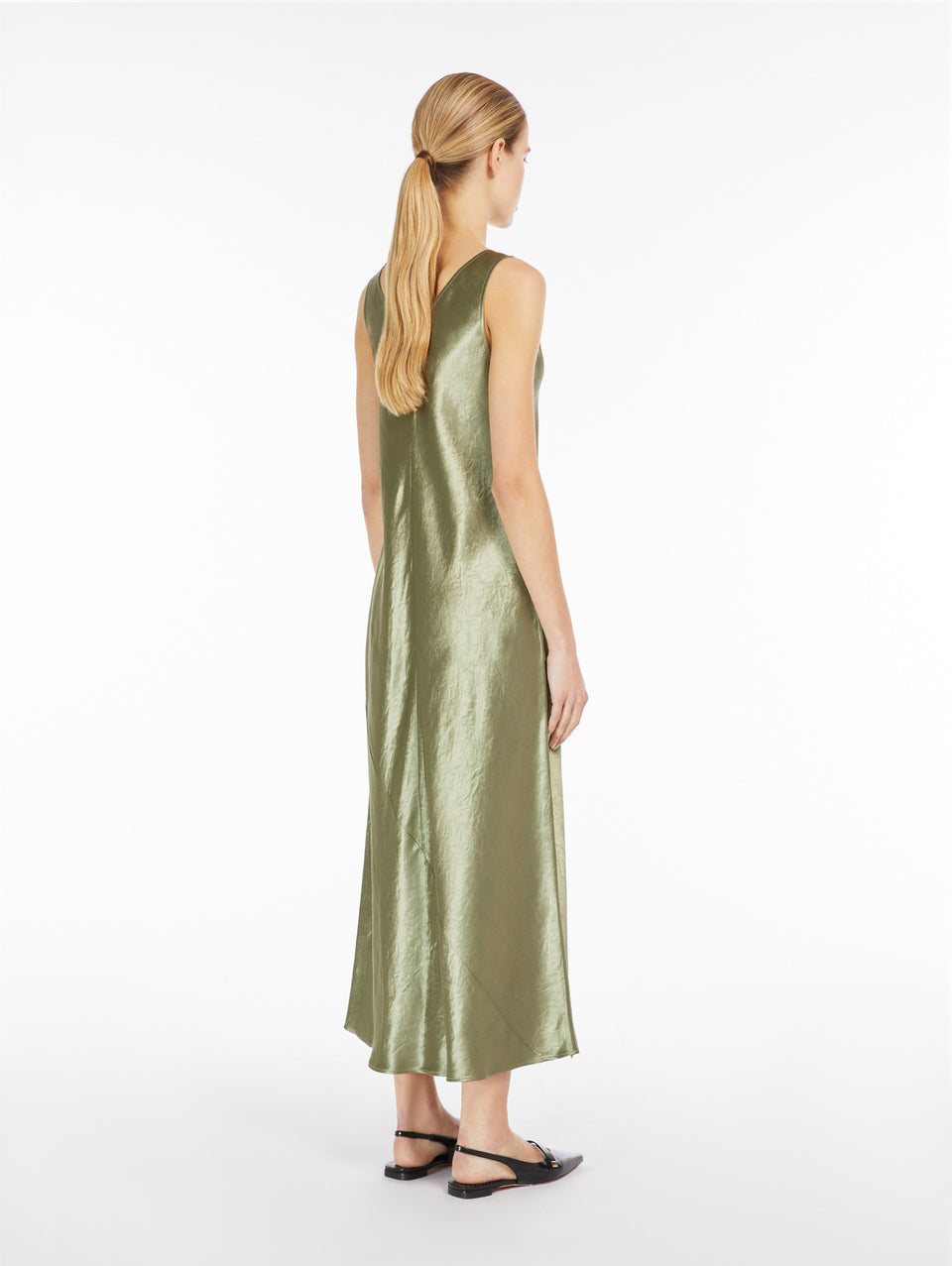 MAX MARA LEISURE Abito Lungo in Raso Lucido Tortora Hotsell