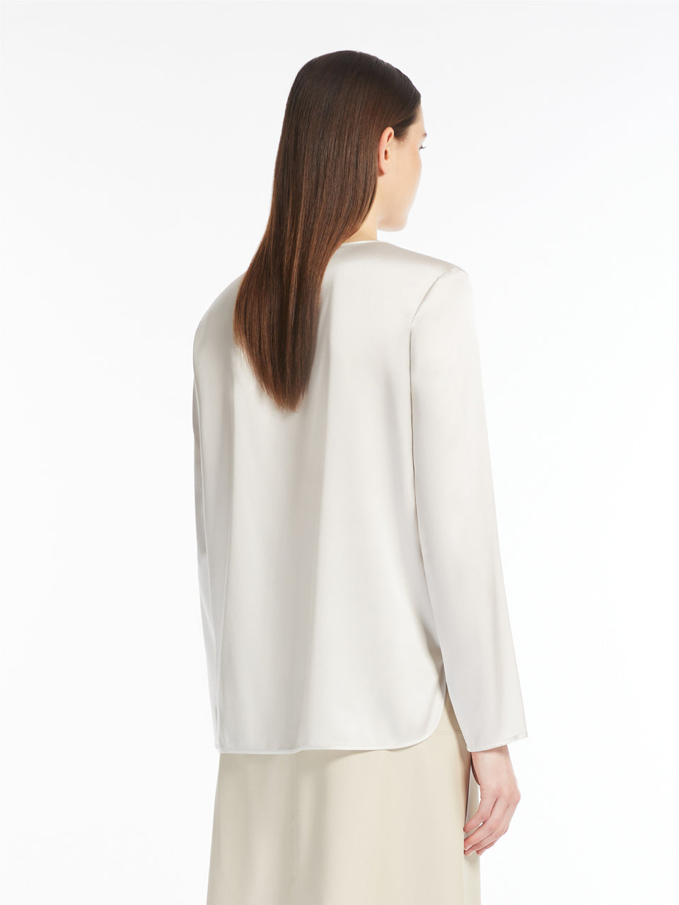 MAX MARA LEISURE Blusa in Raso di Seta Stretch Ghiaccio I Più Venduti