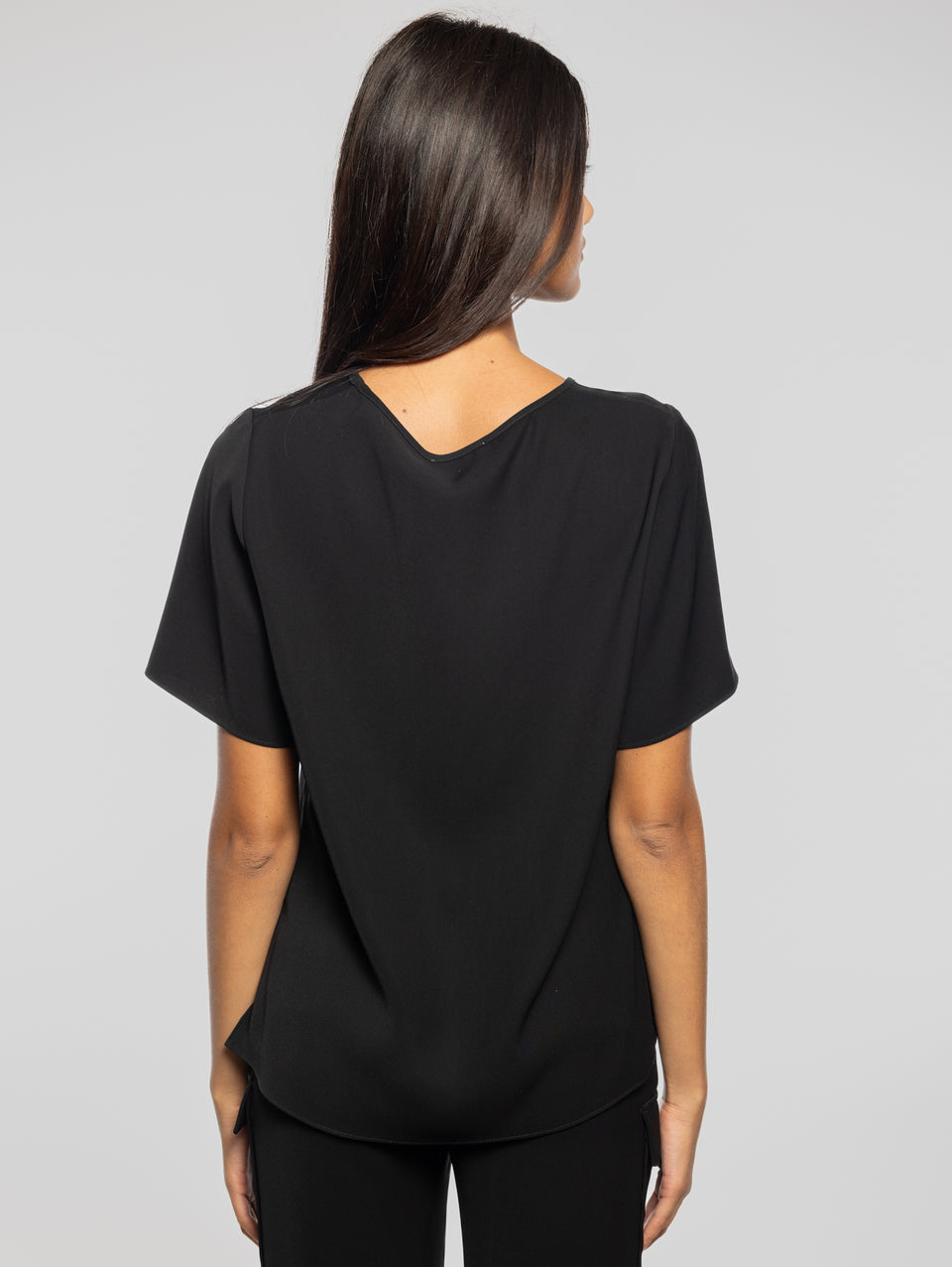 P.A.R.O.S.H. Blusa Girocollo con Maniche Corte Nero Vendite Flash