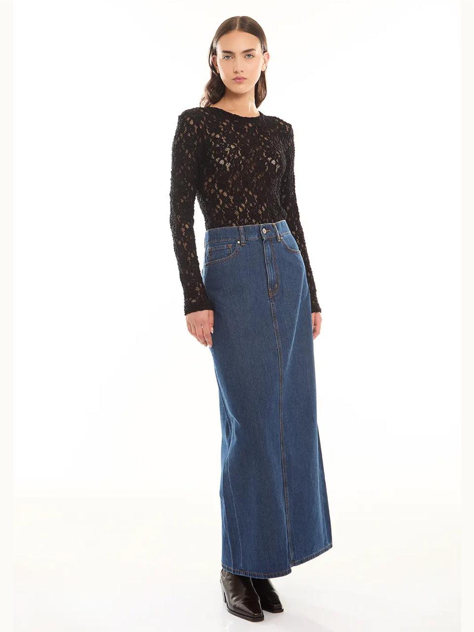 P.A.R.O.S.H. Blusa in Pizzo Girocollo Nero Nuova