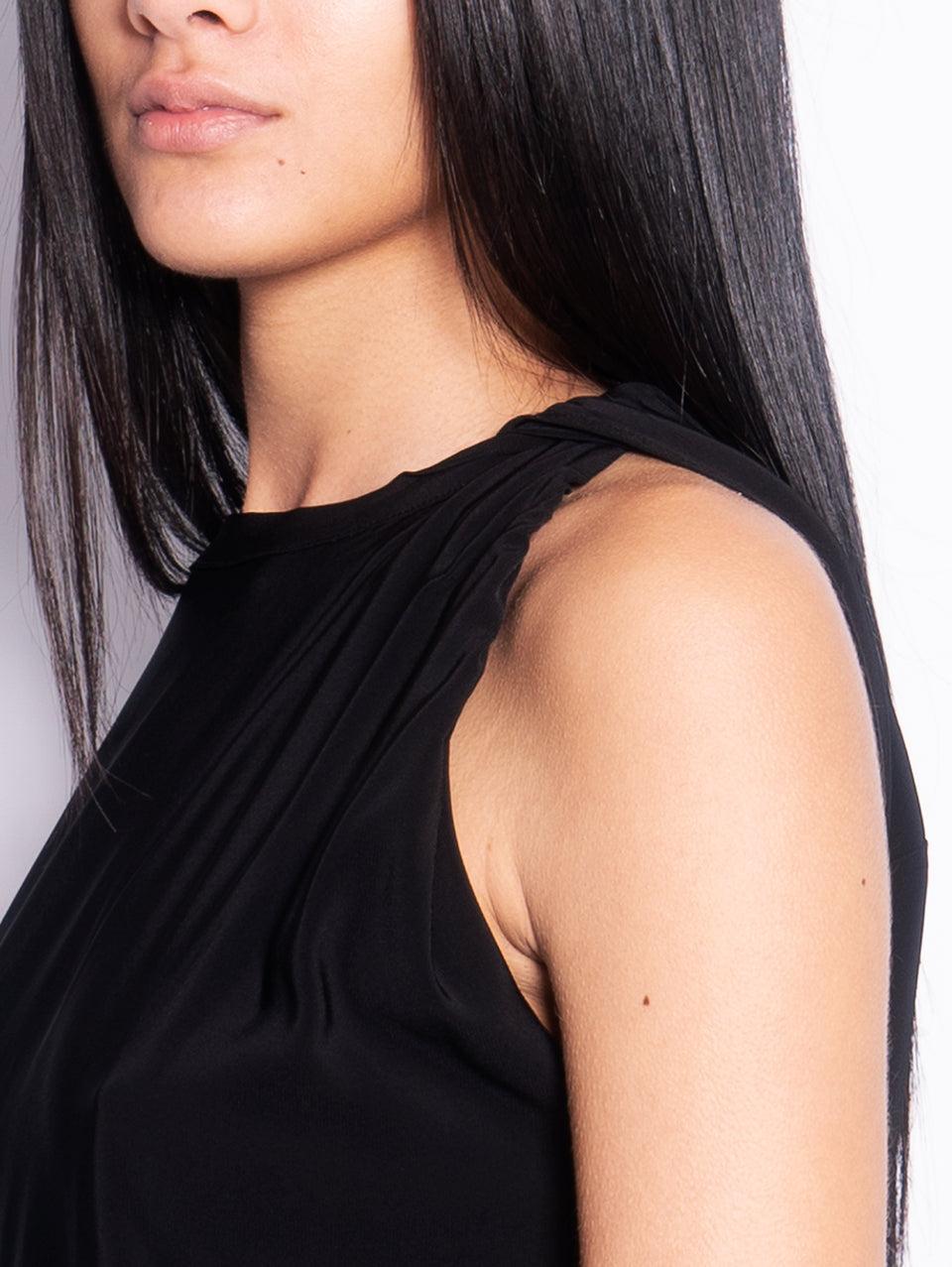 PINKO Blusa Girocollo con Lavorazione sulla Manica Nero 2025