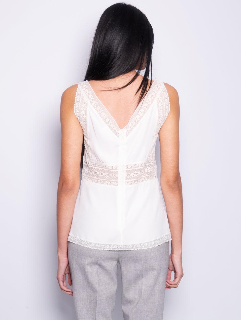 P.A.R.O.S.H. Blusa in Seta e Pizzo Panna Italia