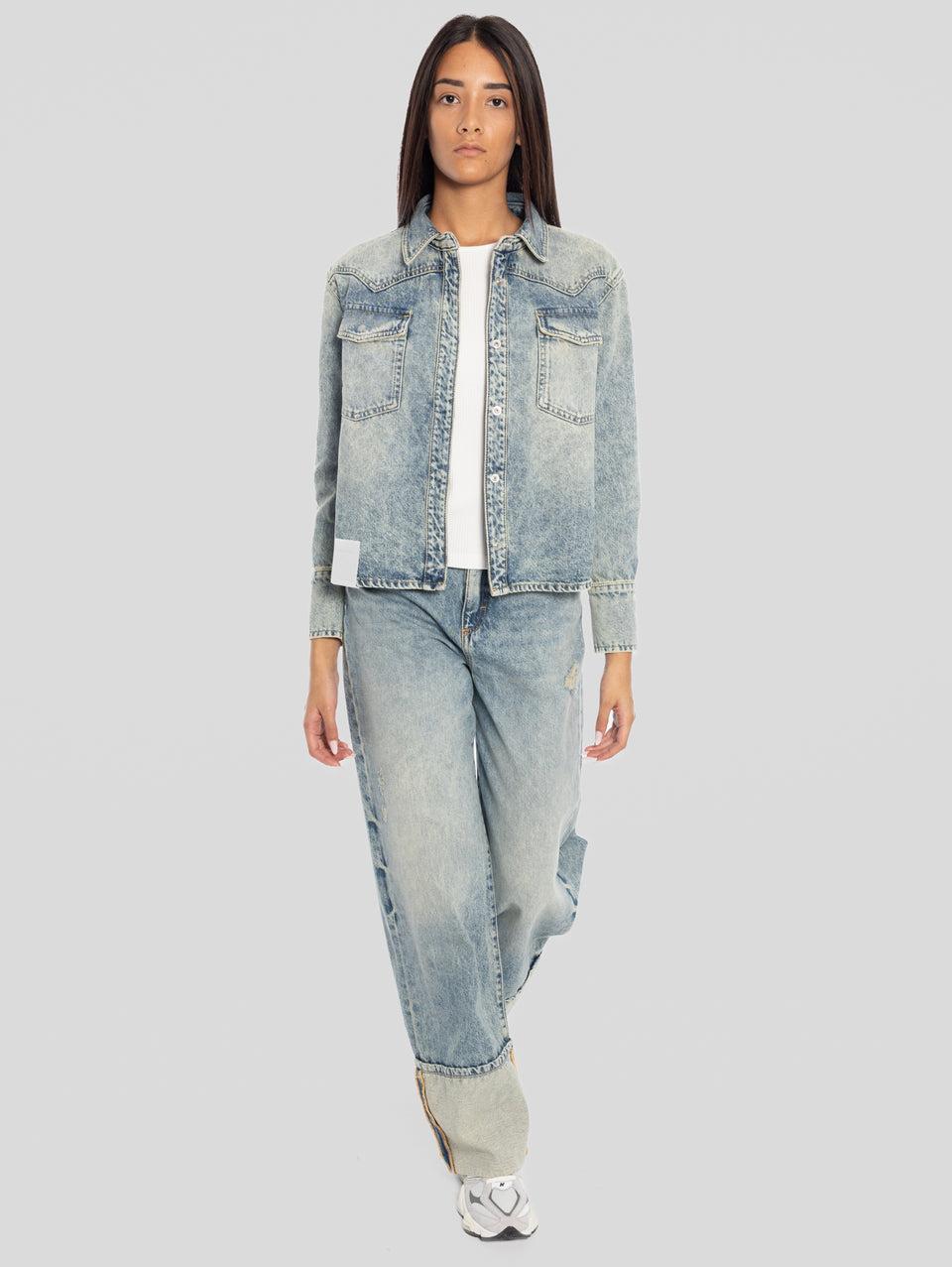 ICON DENIM Camicia Western in Denim Norah Blu Vendita