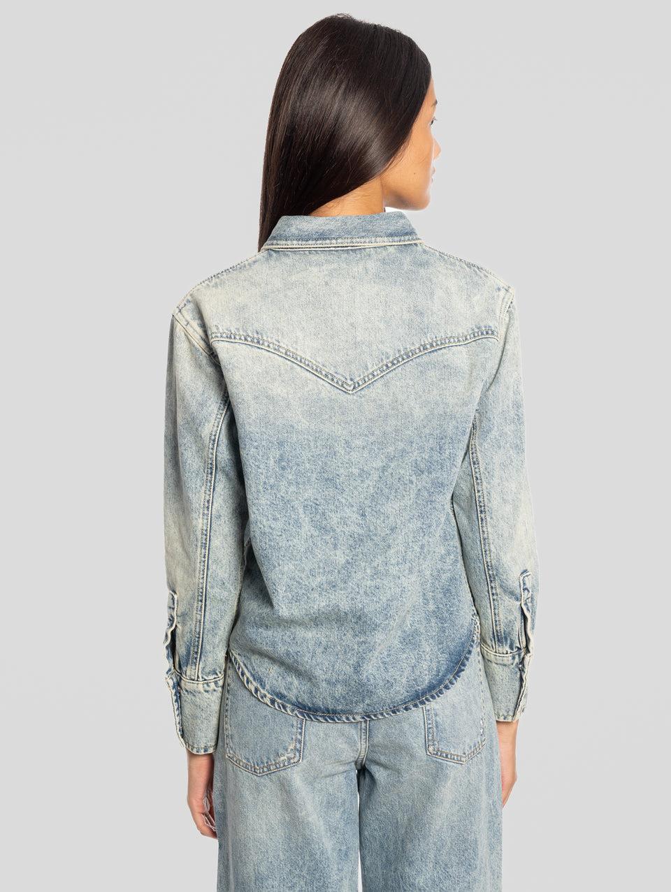 ICON DENIM Camicia Western in Denim Norah Blu Vendita