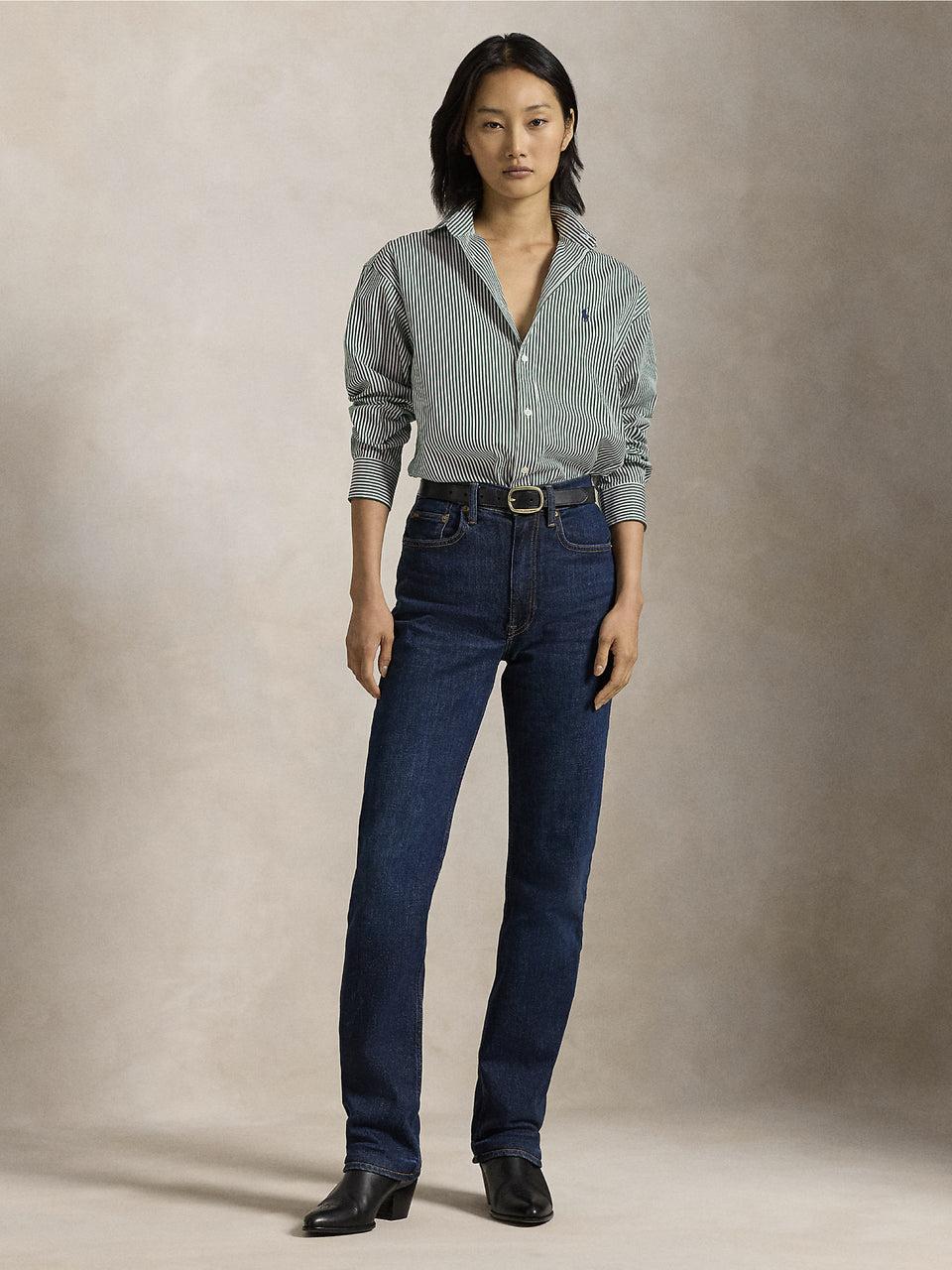 RALPH LAUREN Camicia a Righe Verde/Bianco Pezzi Unici