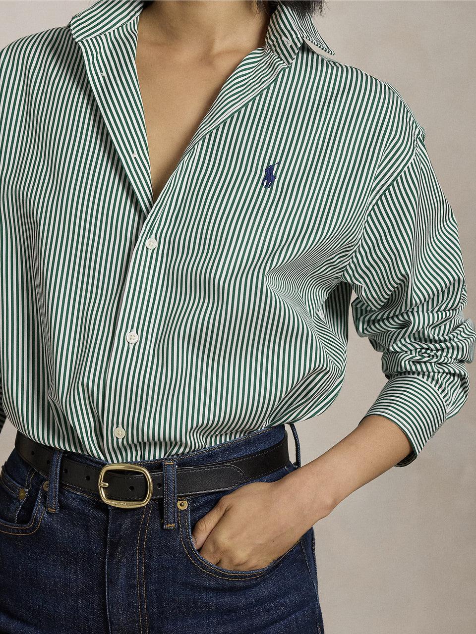 RALPH LAUREN Camicia a Righe Verde/Bianco Pezzi Unici