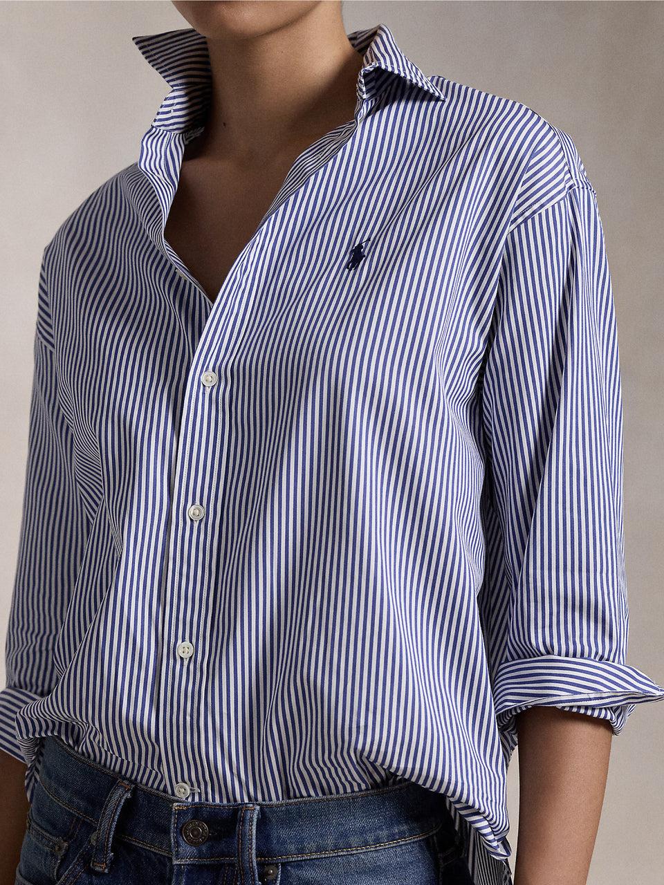 RALPH LAUREN Camicia a Righe Blu/Bianco Soddisfazione Garantita